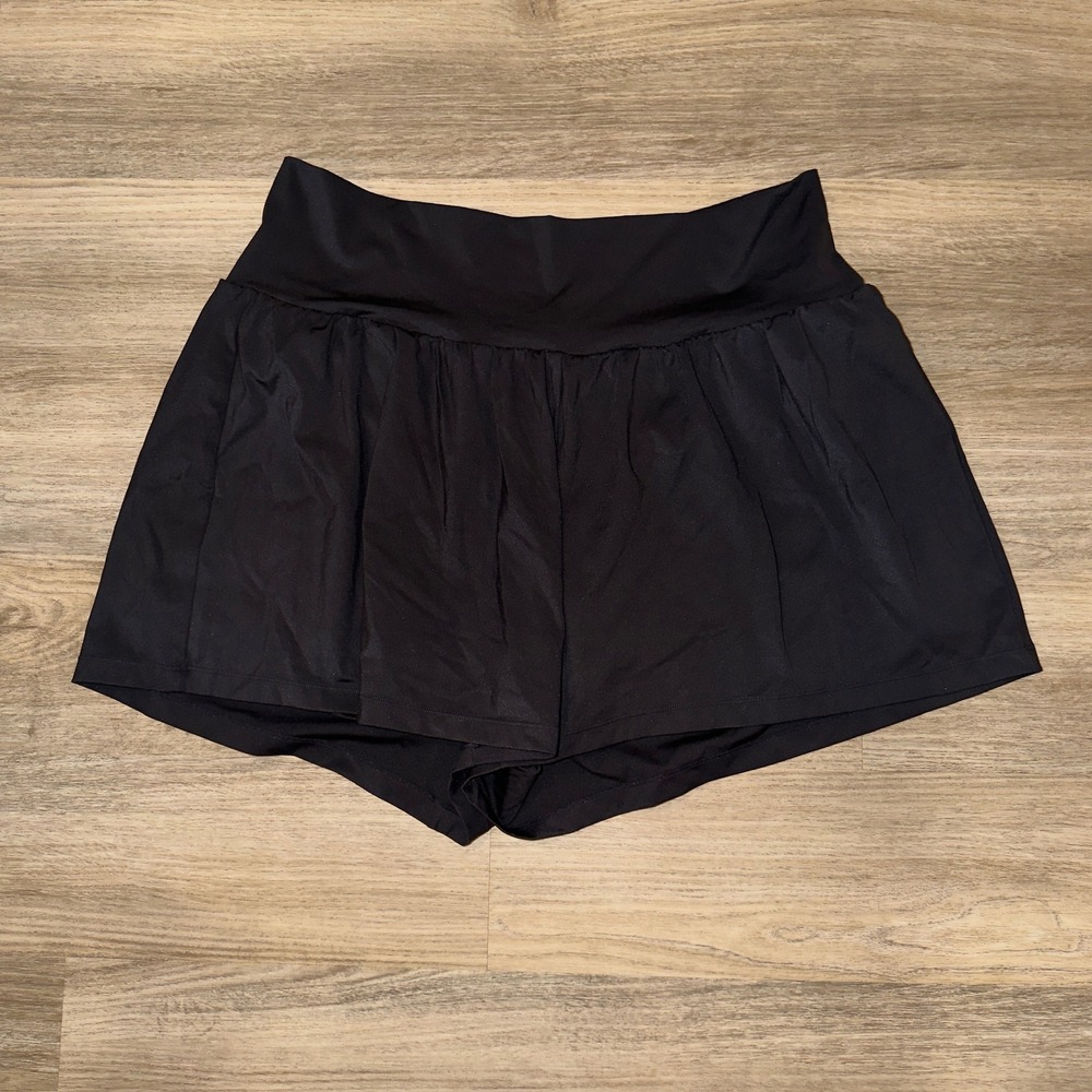 Halara Black Super High Waisted 2-in-1 Yoga Plus Size Shorts 4" Inseam 2X Long